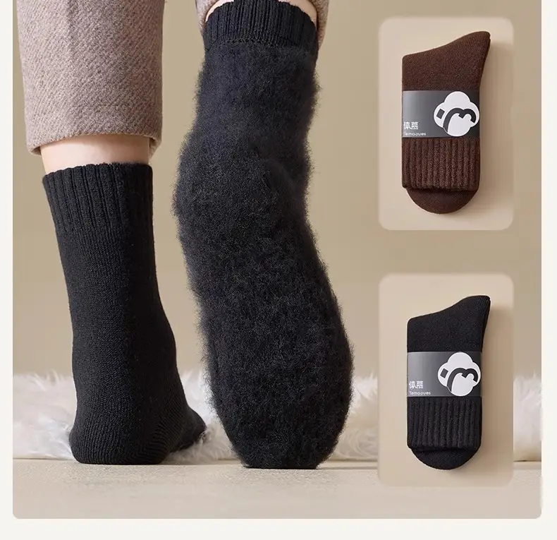 Autumn and Winter Socks for Women, Warm Terry Socks, Mid-Calf Socks, Cashmere Deodorant, Thickeneded Fleece-Lined Stockings, Plush Zhuji — feature 22