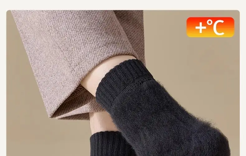 Autumn and Winter Socks for Women, Warm Terry Socks, Mid-Calf Socks, Cashmere Deodorant, Thickeneded Fleece-Lined Stockings, Plush Zhuji — feature 2
