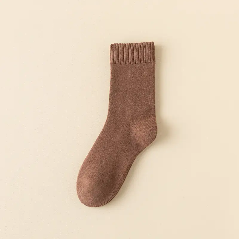 Autumn and Winter Socks for Women, Warm Terry Socks, Mid-Calf Socks, Cashmere Deodorant, Thickeneded Fleece-Lined Stockings, Plush Zhuji