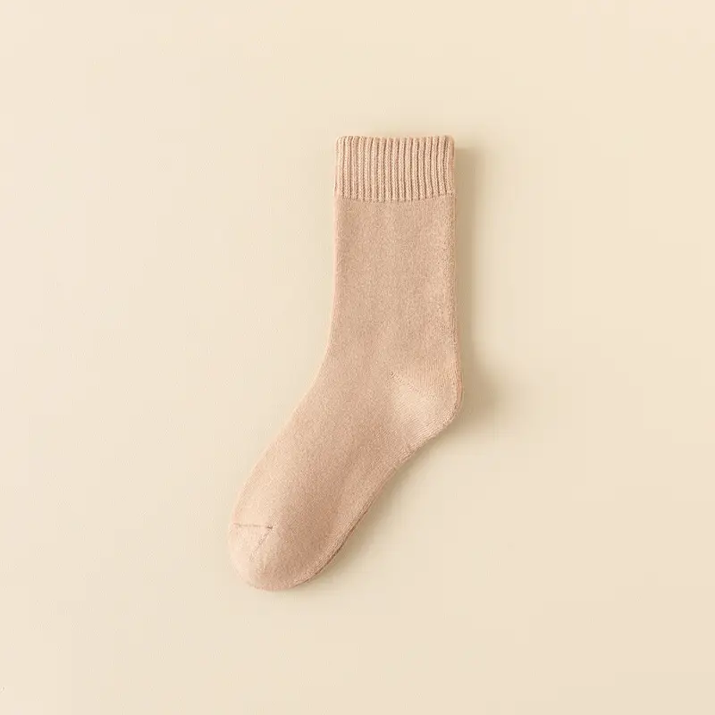 Autumn and Winter Socks for Women, Warm Terry Socks, Mid-Calf Socks, Cashmere Deodorant, Thickeneded Fleece-Lined Stockings, Plush Zhuji