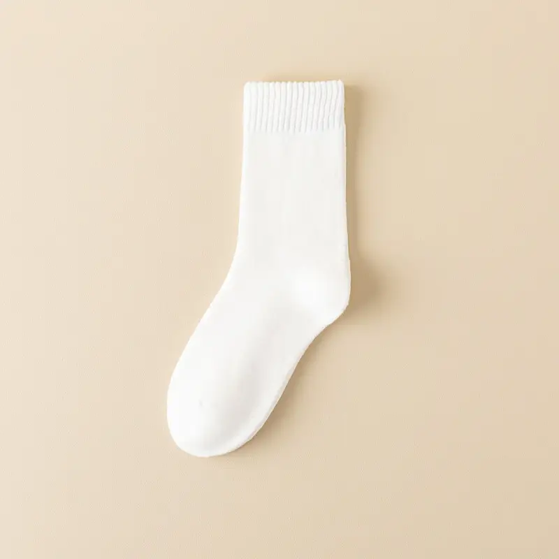 Autumn and Winter Socks for Women, Warm Terry Socks, Mid-Calf Socks, Cashmere Deodorant, Thickeneded Fleece-Lined Stockings, Plush Zhuji