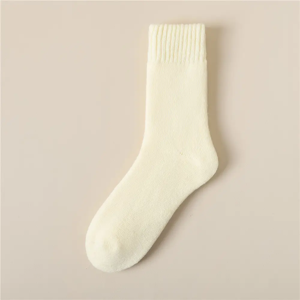 Autumn and Winter Socks for Women, Warm Terry Socks, Mid-Calf Socks, Cashmere Deodorant, Thickeneded Fleece-Lined Stockings, Plush Zhuji
