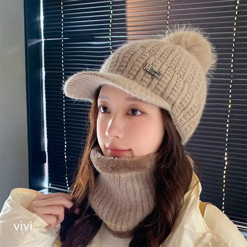 Pink Fleece Warm Ear Flap Hat with Pom Pom - Image 5