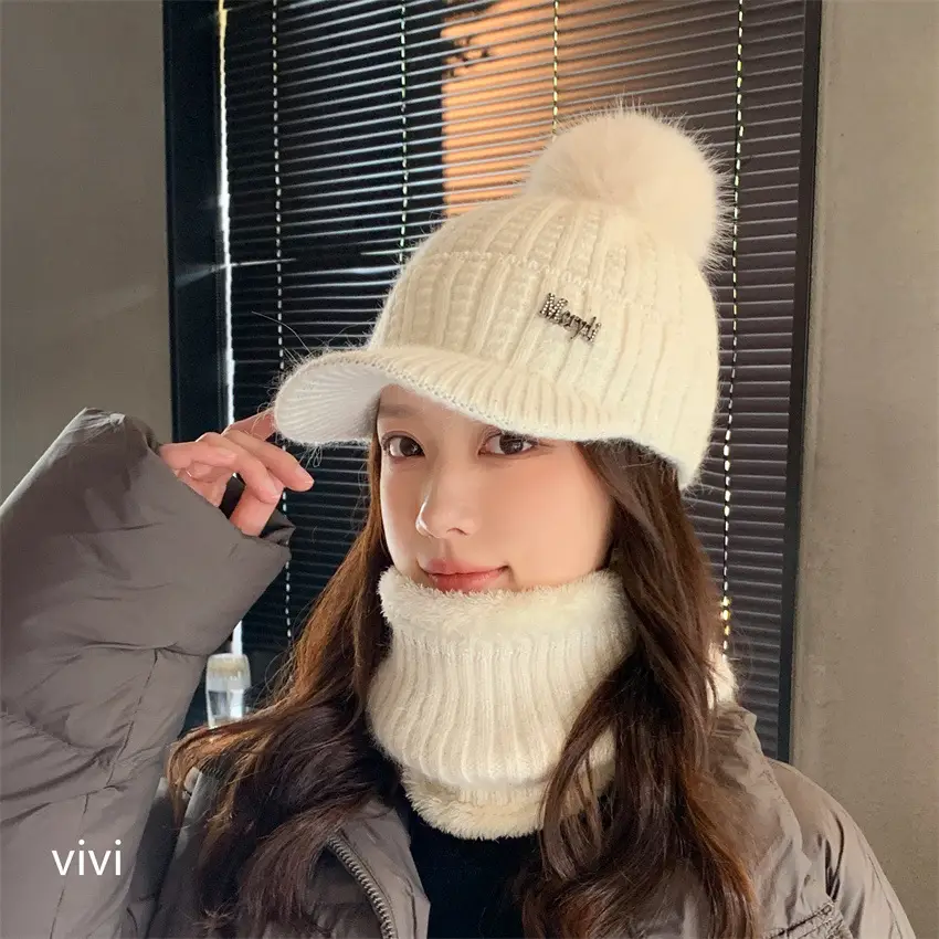 Pink Fleece Warm Ear Flap Hat with Pom Pom - Image 2