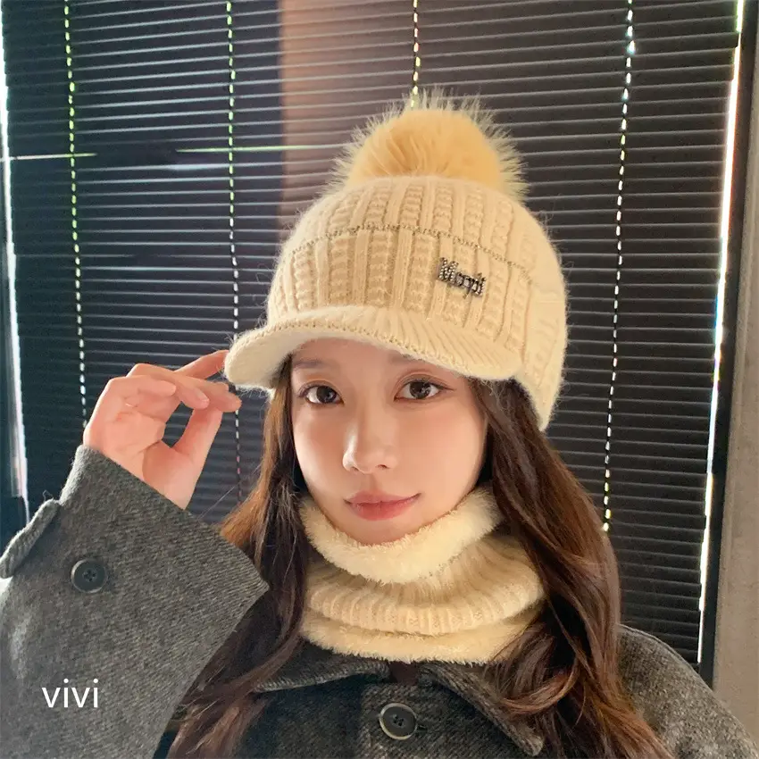Pink Fleece Warm Ear Flap Hat with Pom Pom - Image 4