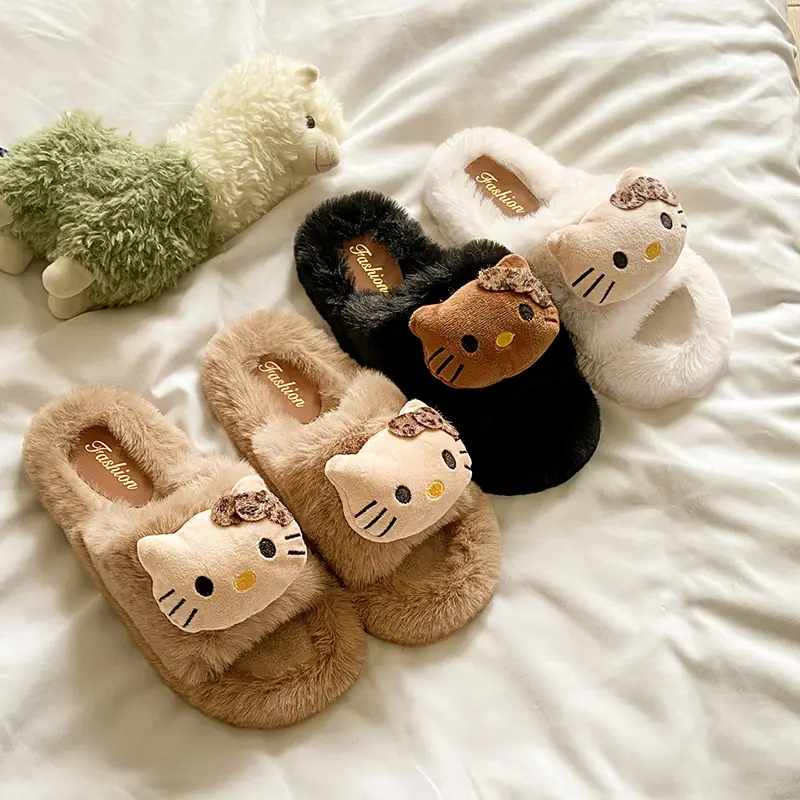 Cross-Border Furry Slippers for Women's Outer Wear 2025 New Autumn and Winter Comfortable and Versatile Non-Slip Fleece-Lined Birkenstock Cotton Slippers Wholesale