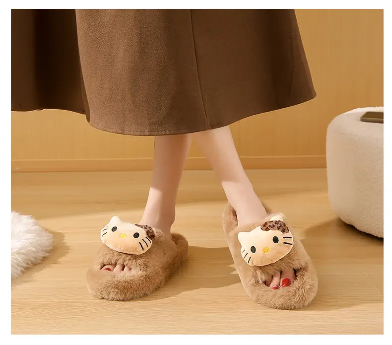 Cross-Border Furry Slippers for Women's Outer Wear 2025 New Autumn and Winter Comfortable and Versatile Non-Slip Fleece-Lined Birkenstock Cotton Slippers Wholesale — feature 2