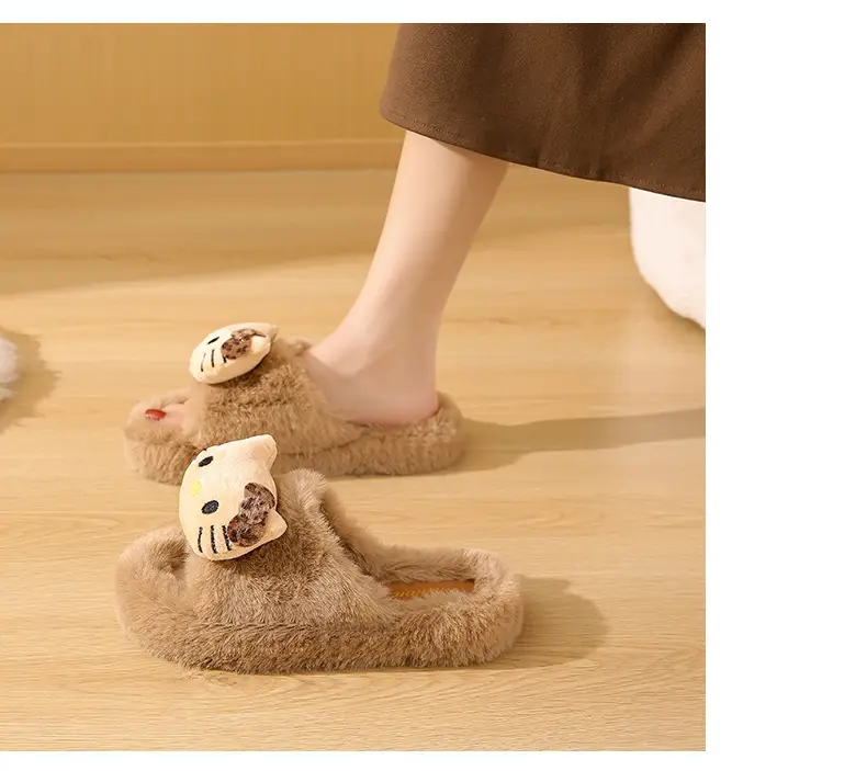 Cross-Border Furry Slippers for Women's Outer Wear 2025 New Autumn and Winter Comfortable and Versatile Non-Slip Fleece-Lined Birkenstock Cotton Slippers Wholesale — feature 3