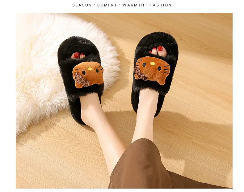 Cross-Border Furry Slippers for Women's Outer Wear 2025 New Autumn and Winter Comfortable and Versatile Non-Slip Fleece-Lined Birkenstock Cotton Slippers Wholesale — feature 4