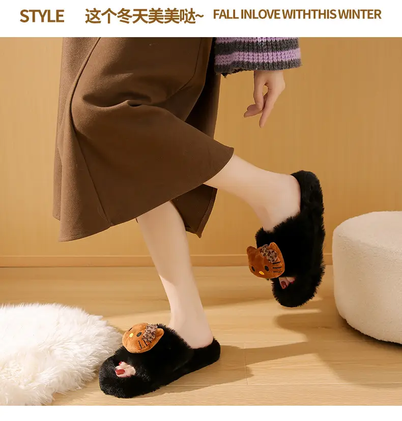 Cross-Border Furry Slippers for Women's Outer Wear 2025 New Autumn and Winter Comfortable and Versatile Non-Slip Fleece-Lined Birkenstock Cotton Slippers Wholesale — feature 5