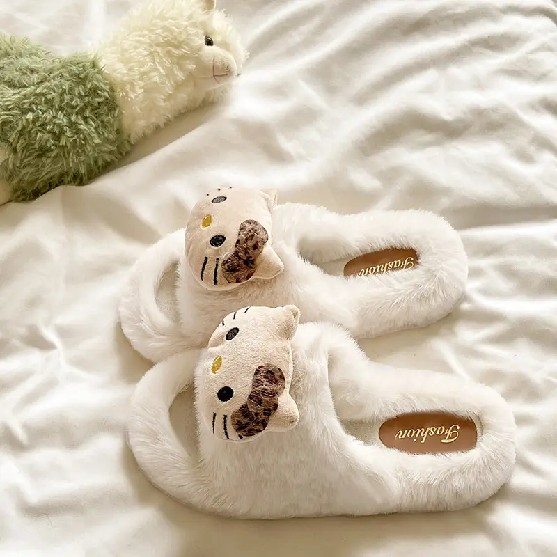 Cross-Border Furry Slippers for Women's Outer Wear 2025 New Autumn and Winter Comfortable and Versatile Non-Slip Fleece-Lined Birkenstock Cotton Slippers Wholesale