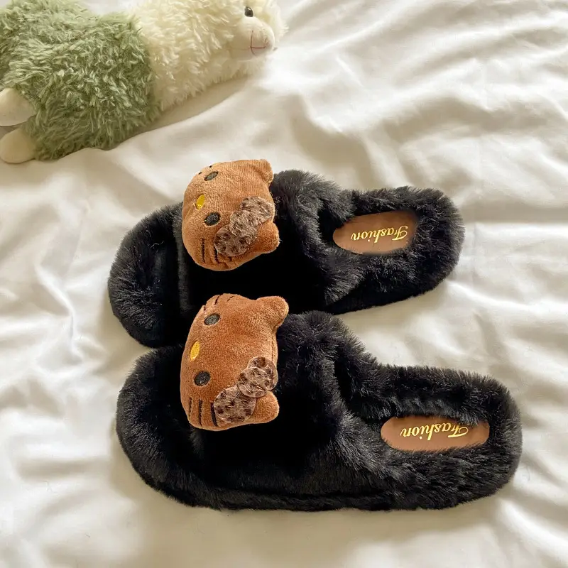 Cross-Border Furry Slippers for Women's Outer Wear 2025 New Autumn and Winter Comfortable and Versatile Non-Slip Fleece-Lined Birkenstock Cotton Slippers Wholesale