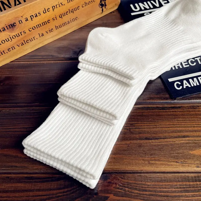 100% Pure Cotton Xinjiang Cotton Socks, Men's and Women's Sports Socks, Black and White Solid Color, Spring and Summer, All-Season, Student Anti-Odor Short Socks, Couple's Socks