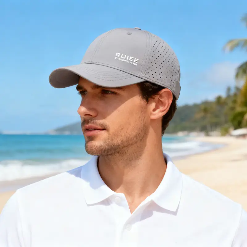 Men Outdoor Sun Hat with Face Cover, Gray Mesh, Quick-Drying - Image 11