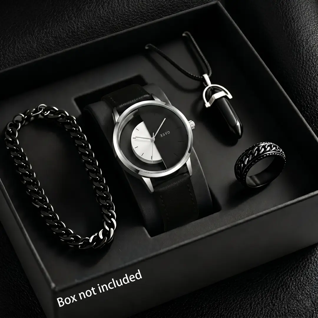 2025 Autumn New Men's Watch Light Luxury Niche High-End Simple Fashion Quartz Wristwatch Black Large Dial