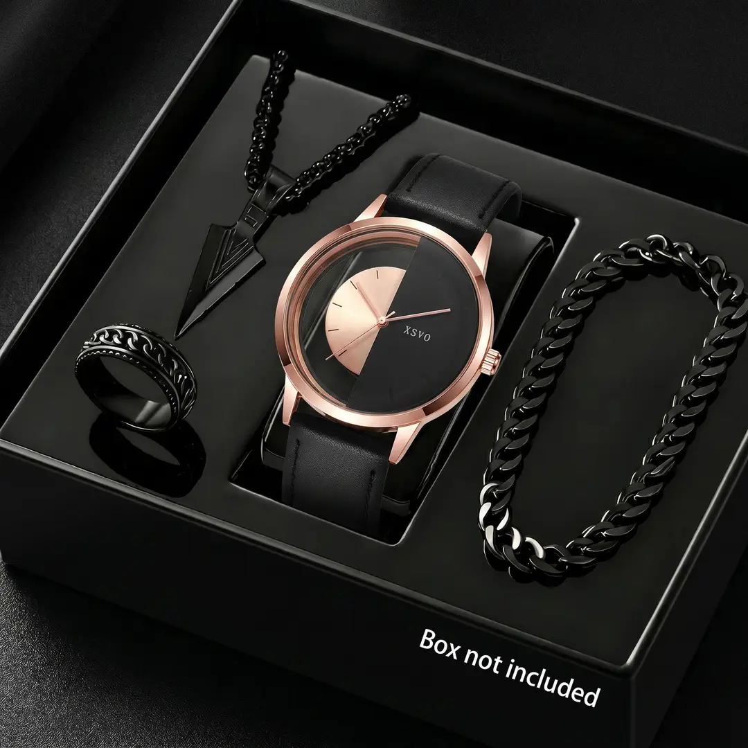2025 Autumn New Men's Watch Light Luxury Niche High-End Simple Fashion Quartz Wristwatch Black Large Dial