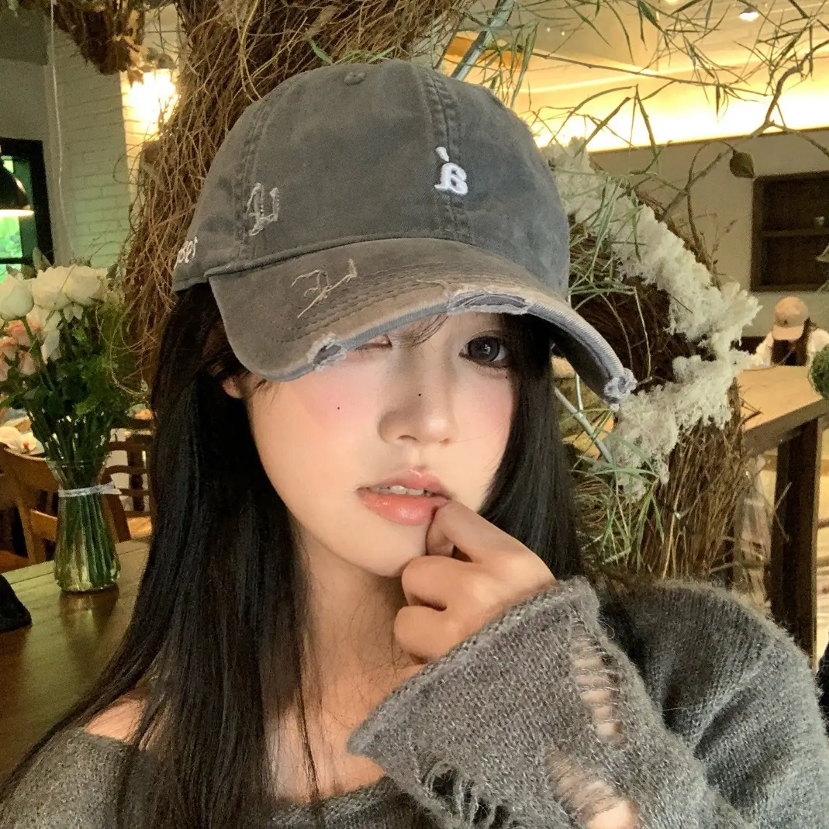 American Retro Letter Embroidery Distressed Baseball Cap for Women 2025 - Image 5