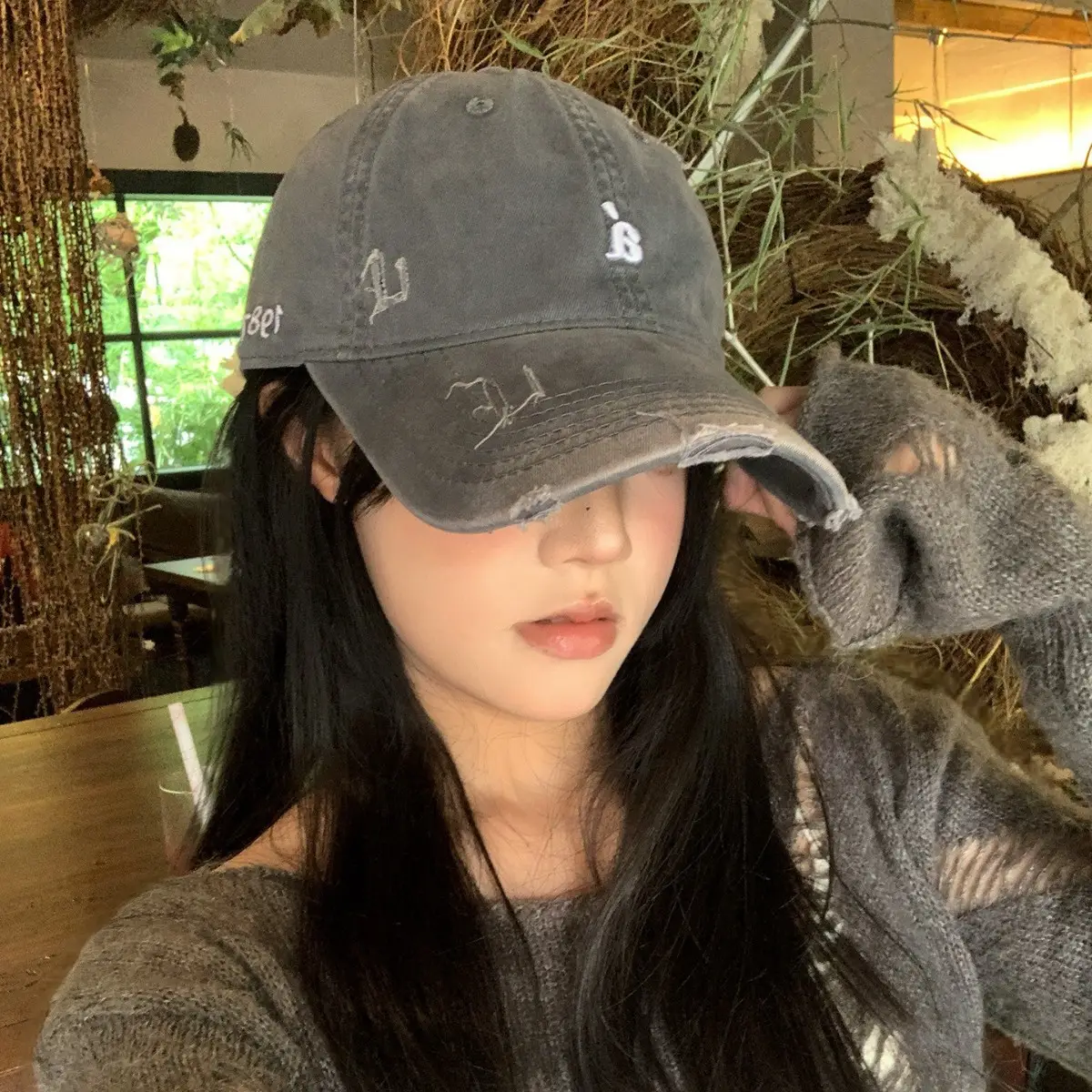 American Retro Letter Embroidery Distressed Baseball Cap for Women 2025 - Image 7