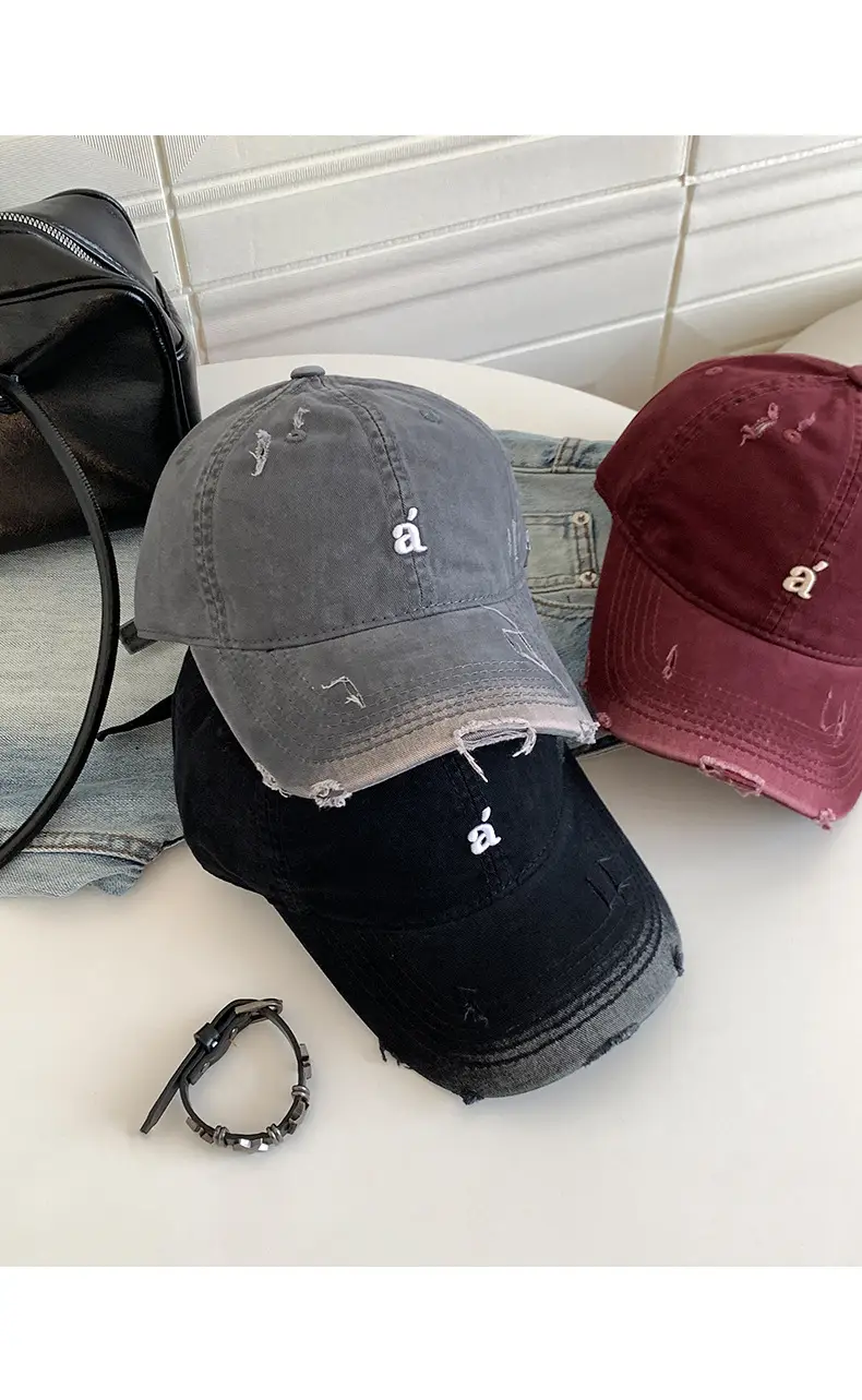 American Retro Letter Embroidery Distressed Baseball Cap for Women 2025 — feature 10