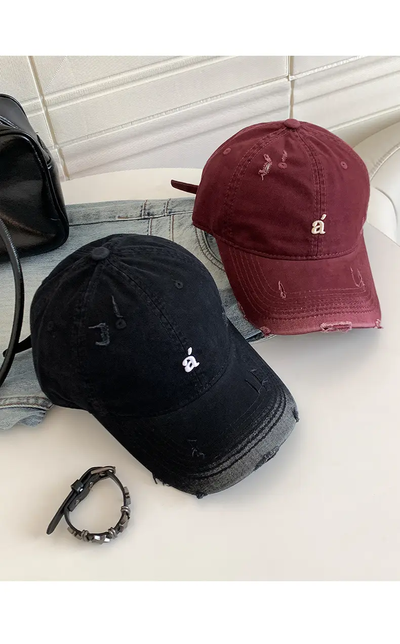 American Retro Letter Embroidery Distressed Baseball Cap for Women 2025 — feature 11