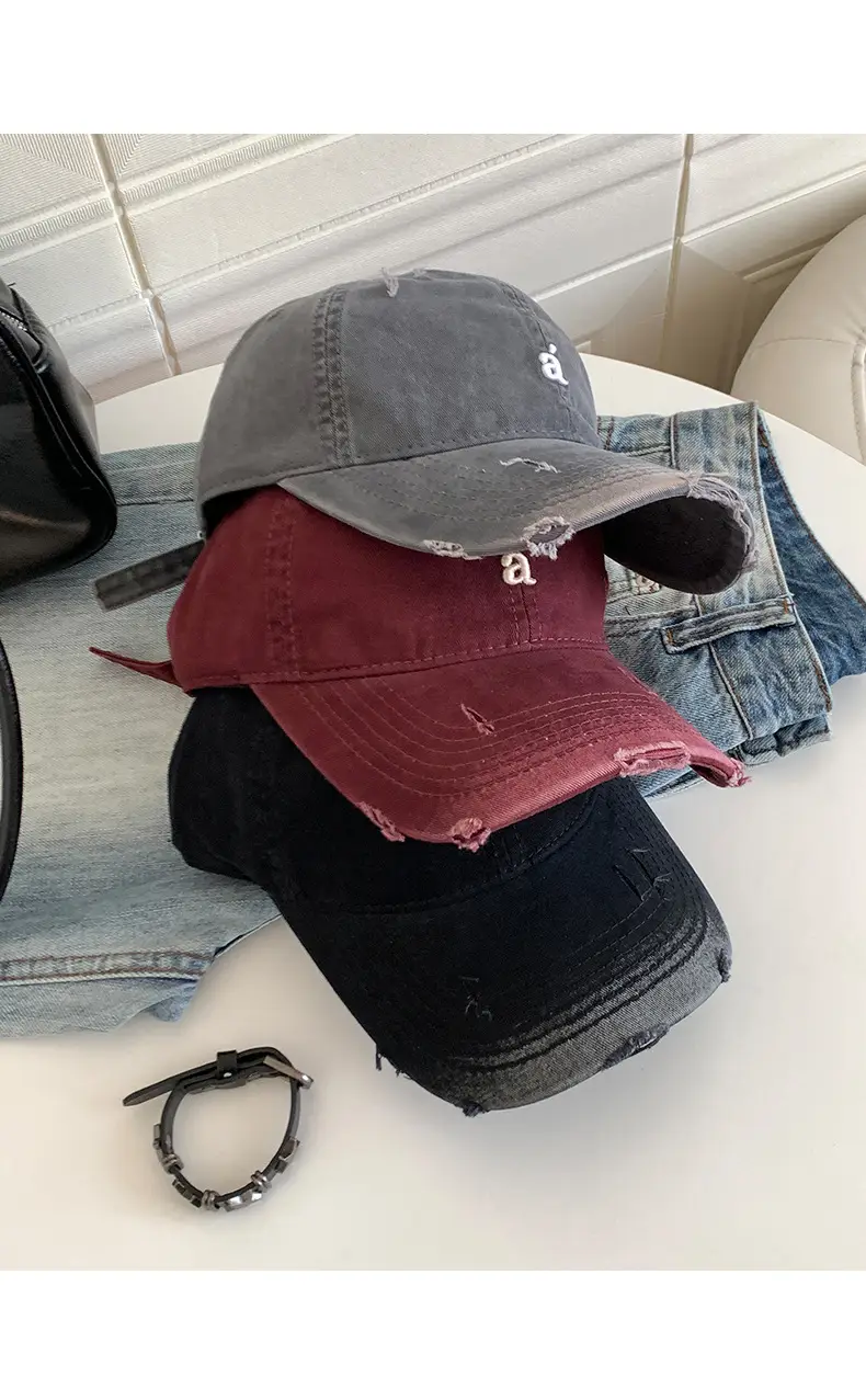 American Retro Letter Embroidery Distressed Baseball Cap for Women 2025 — feature 12