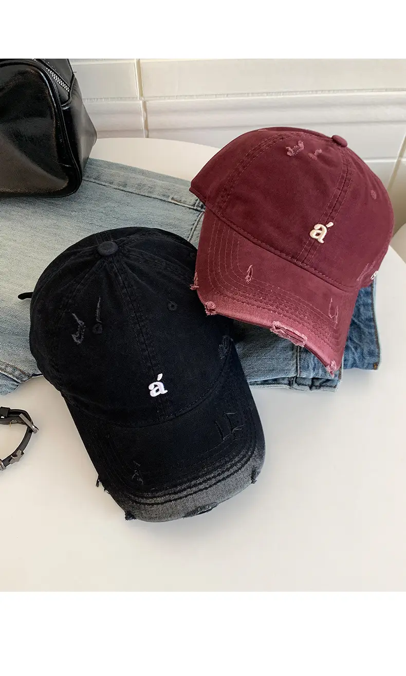 American Retro Letter Embroidery Distressed Baseball Cap for Women 2025 — feature 13