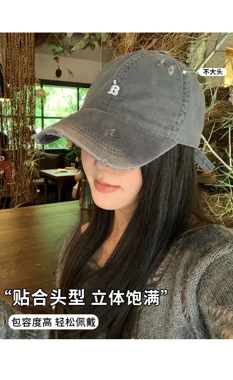 American Retro Letter Embroidery Distressed Baseball Cap for Women 2025 — feature 5