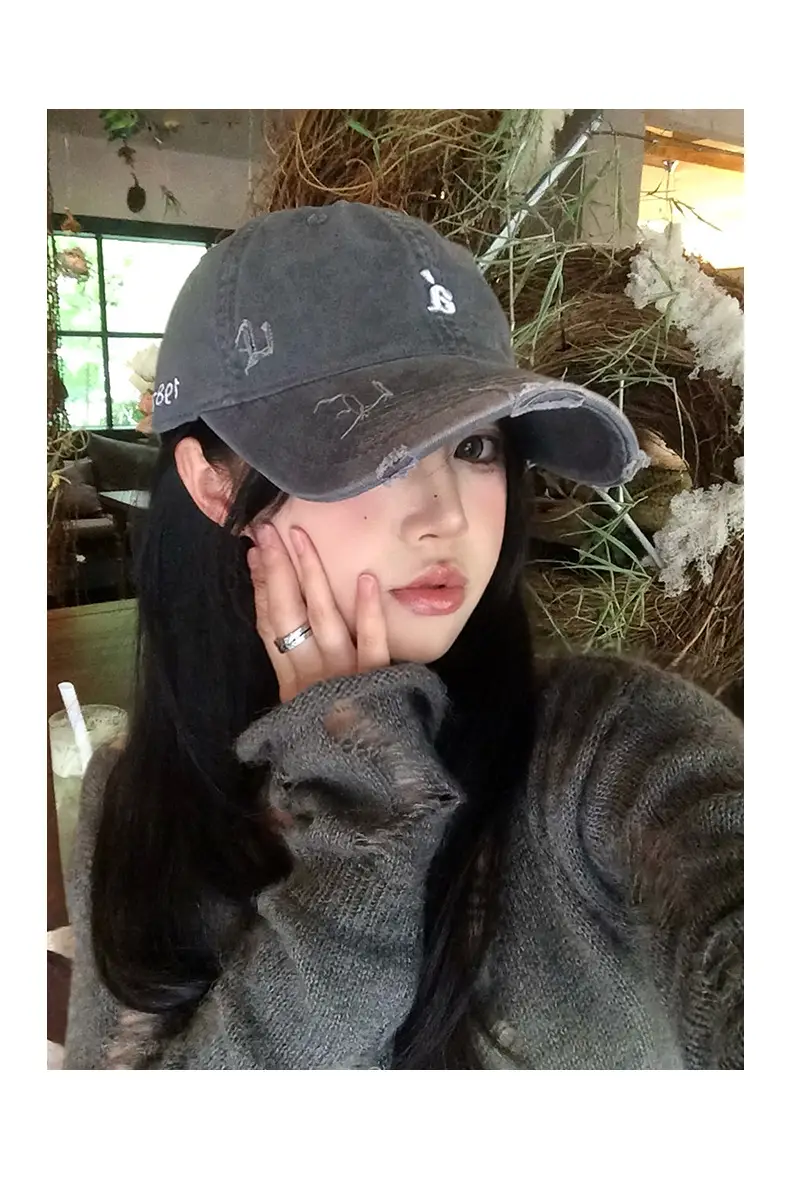 American Retro Letter Embroidery Distressed Baseball Cap for Women 2025 — feature 6