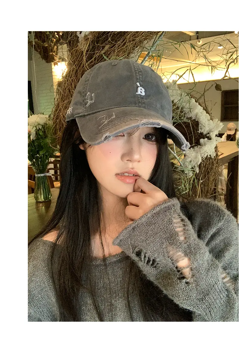 American Retro Letter Embroidery Distressed Baseball Cap for Women 2025 — feature 8