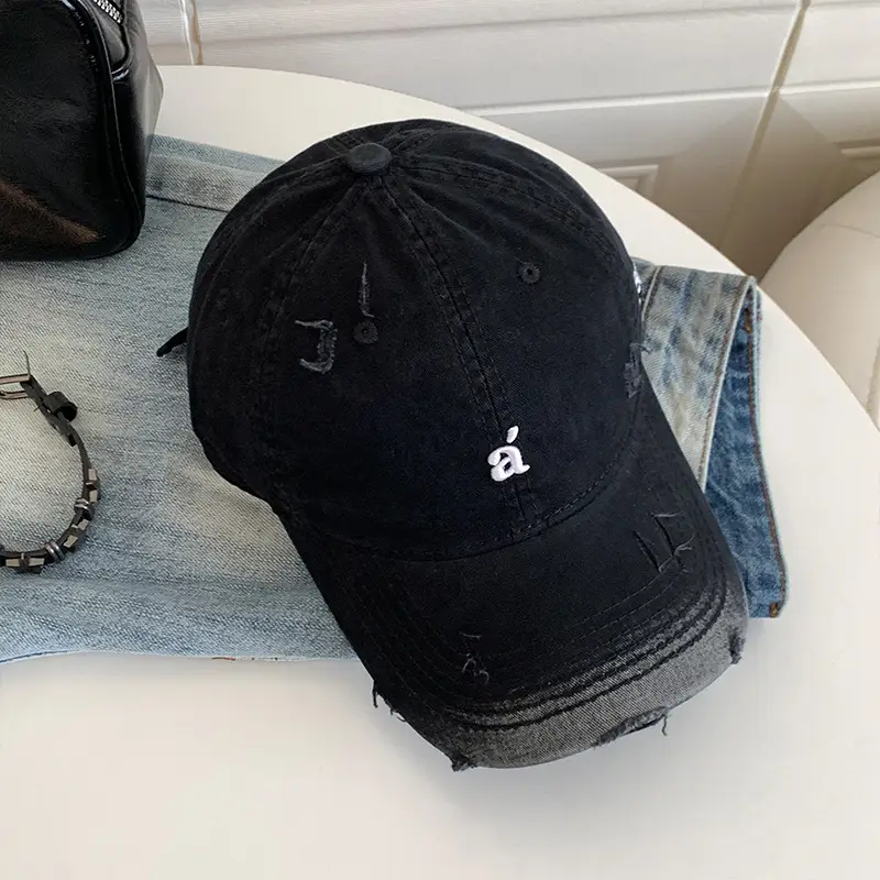 American Retro Letter Embroidery Distressed Baseball Cap for Women 2025 - Image 2