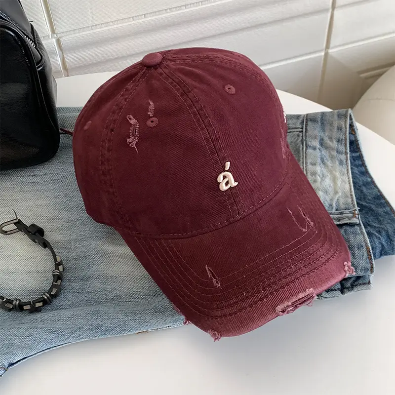 American Retro Letter Embroidery Distressed Baseball Cap for Women 2025 - Image 3