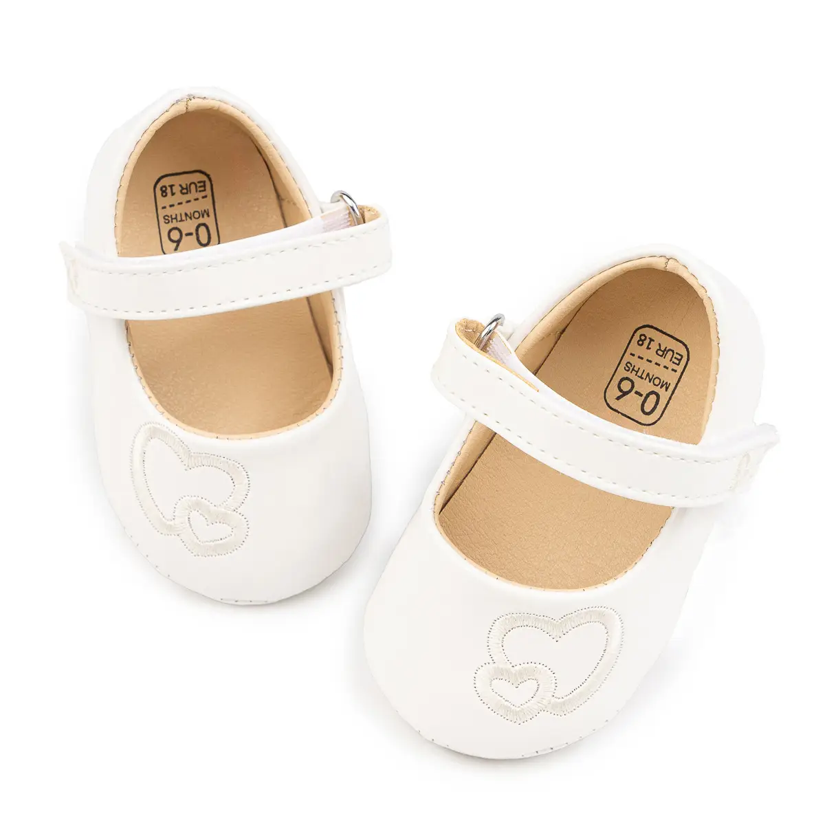 White Embroidered Baby Shoes for Toddler Non-Slip Soft Sole - Image 5