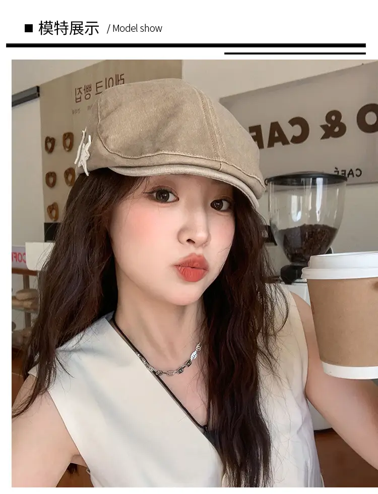 Women's Autumn Distressed Duck Cap with Star Design — feature 17