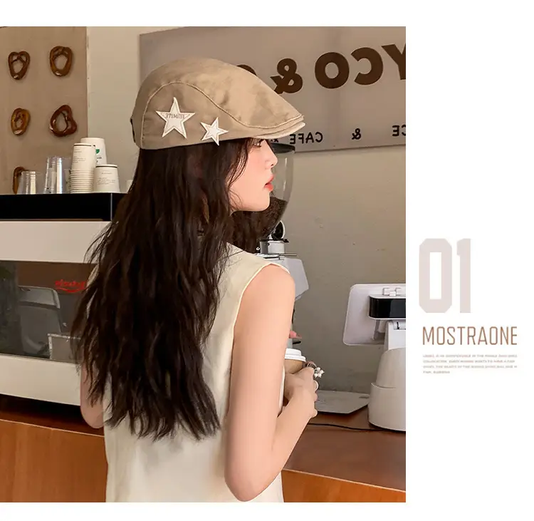 Women's Autumn Distressed Duck Cap with Star Design — feature 18
