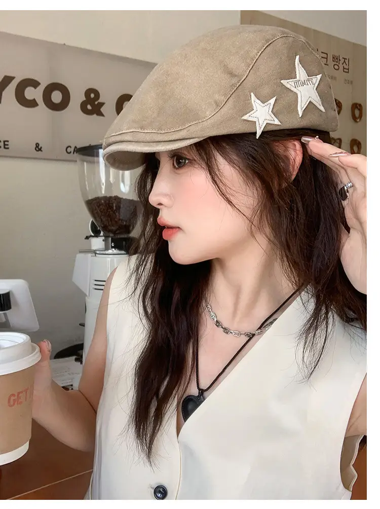 Women's Autumn Distressed Duck Cap with Star Design — feature 20