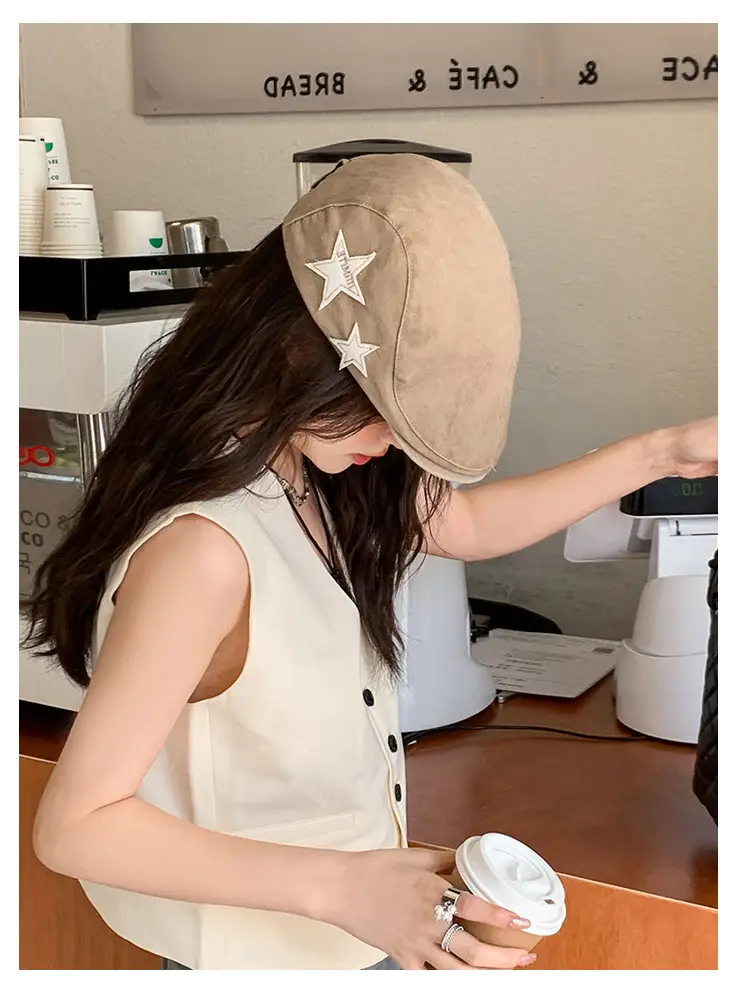 Women's Autumn Distressed Duck Cap with Star Design — feature 21