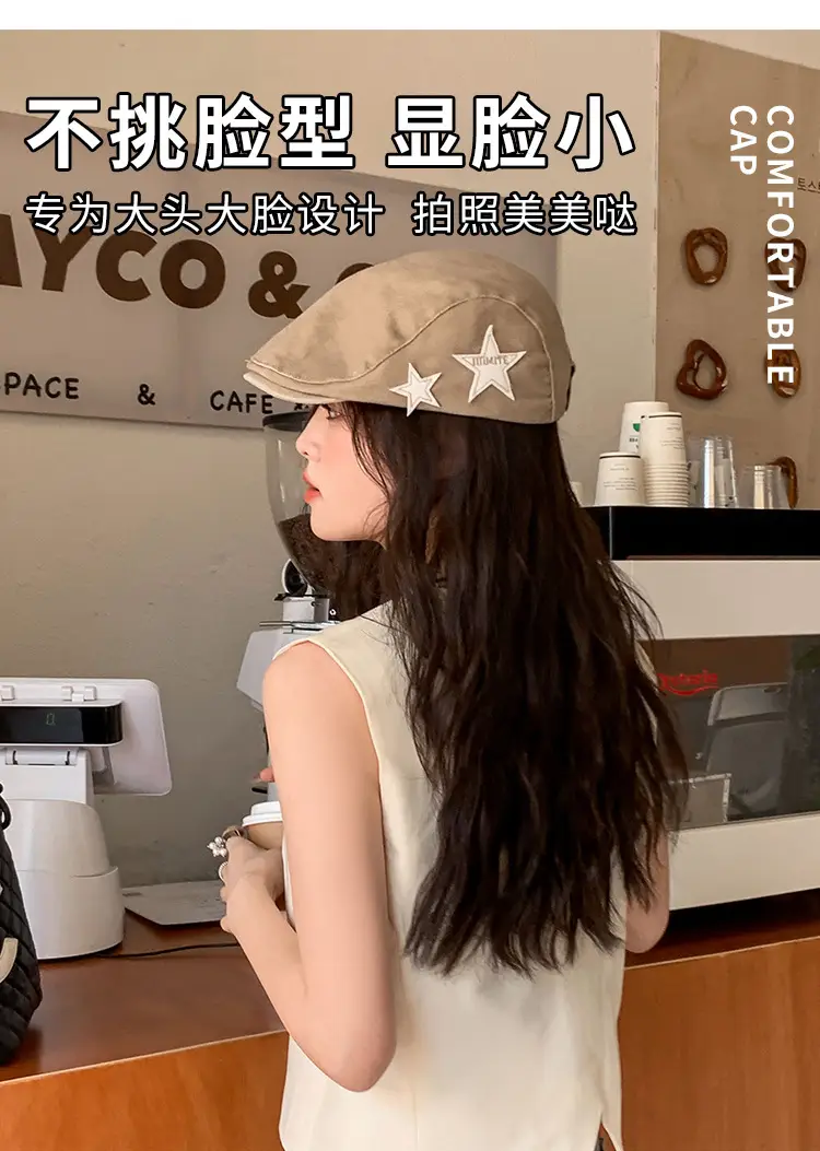 Women's Autumn Distressed Duck Cap with Star Design — feature 7