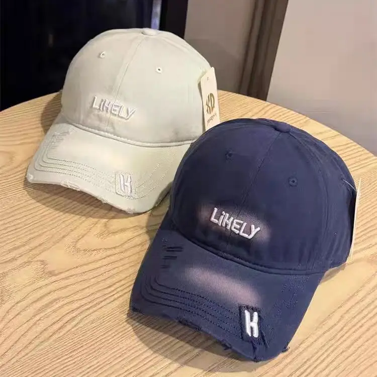 American Retro Distressed Hats for Men Women Light Grey H - Image 10