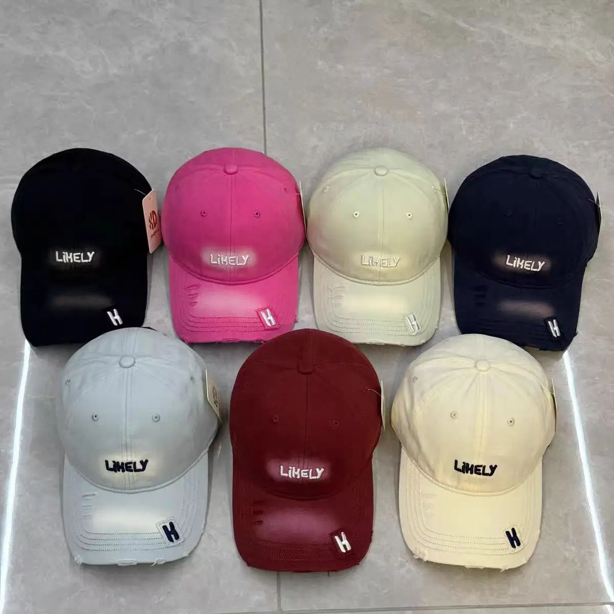 American Retro Distressed Hats for Men Women Light Grey H — feature 2