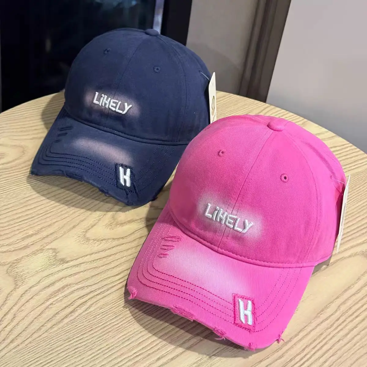 American Retro Distressed Hats for Men Women Light Grey H — feature 3