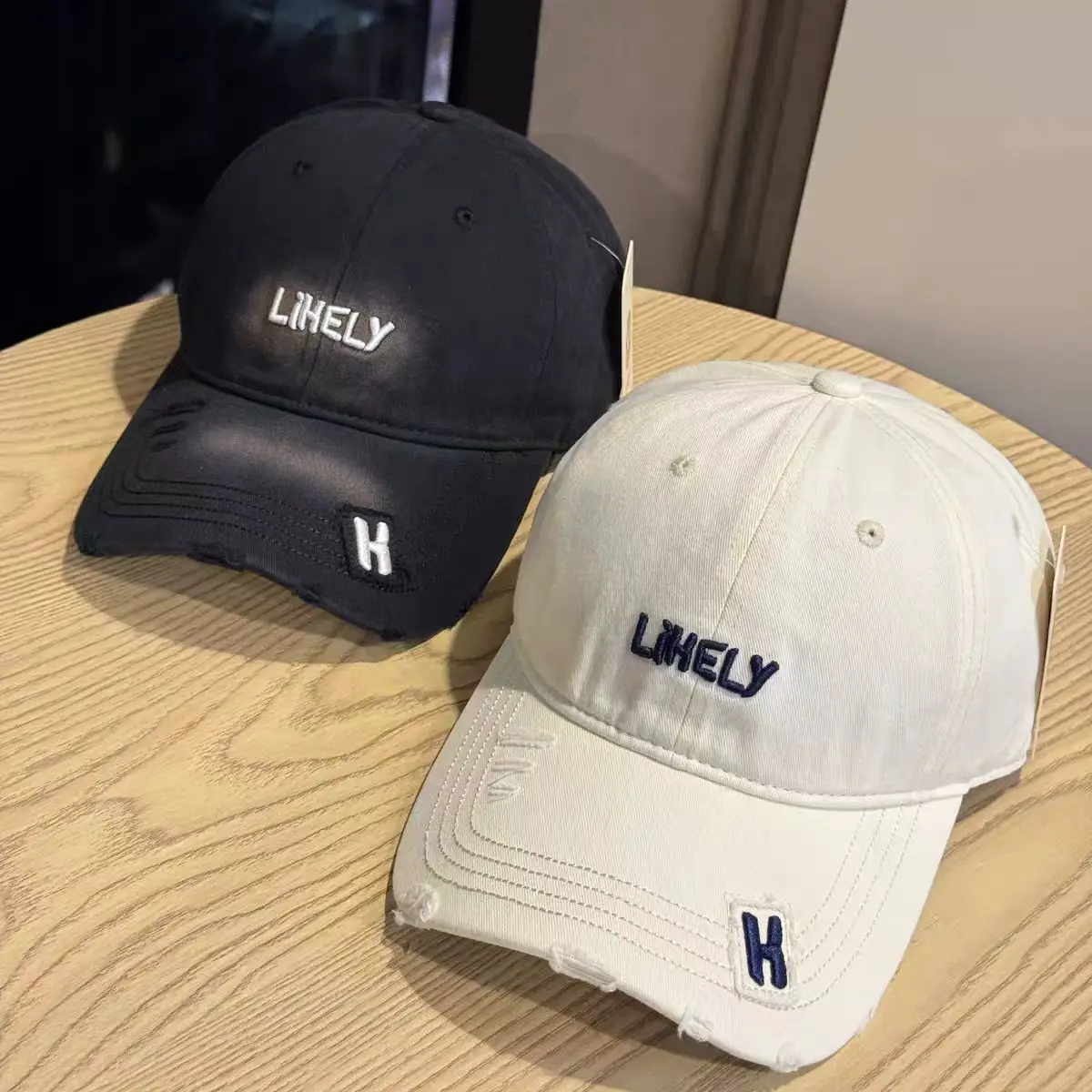 American Retro Distressed Hats for Men Women Light Grey H — feature 4