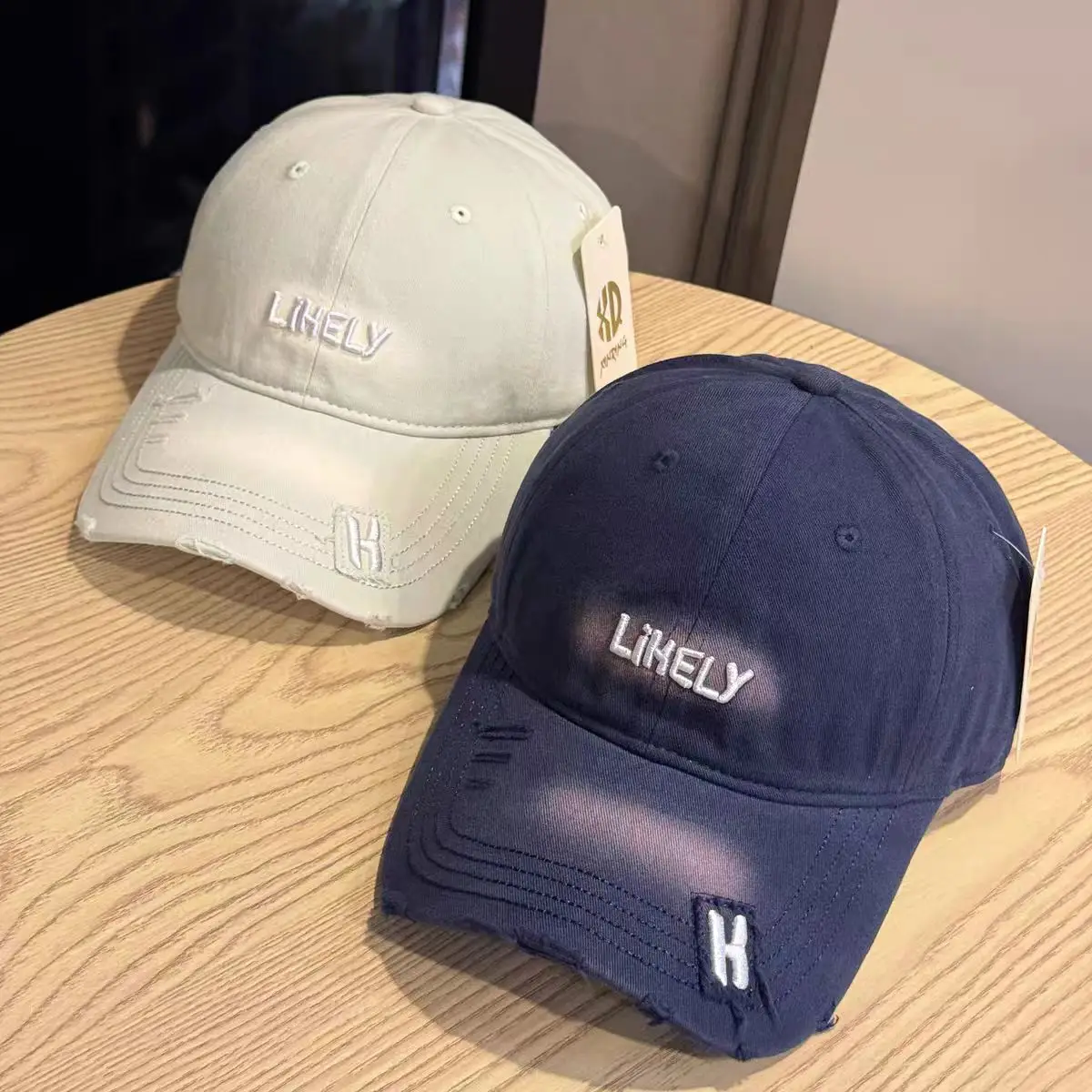American Retro Distressed Hats for Men Women Light Grey H — feature 5