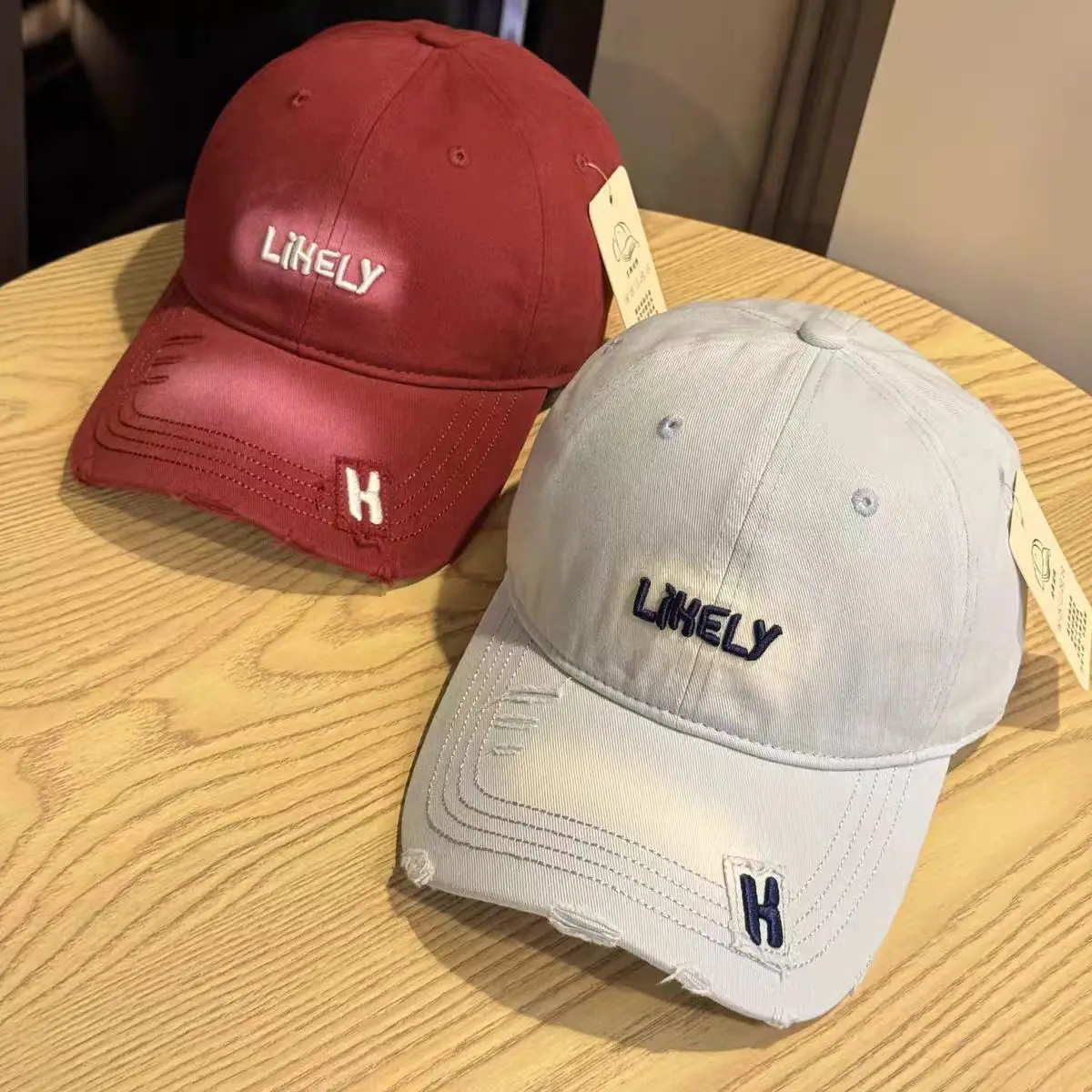 American Retro Distressed Hats for Men Women Light Grey H — feature 6