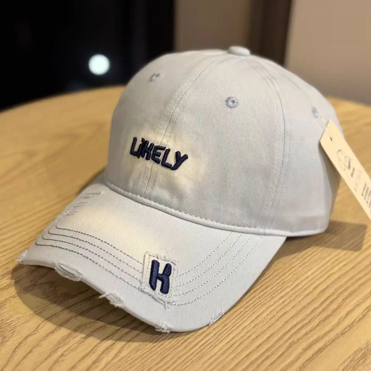American Retro Distressed Hats for Men Women Light Grey H - Image 3