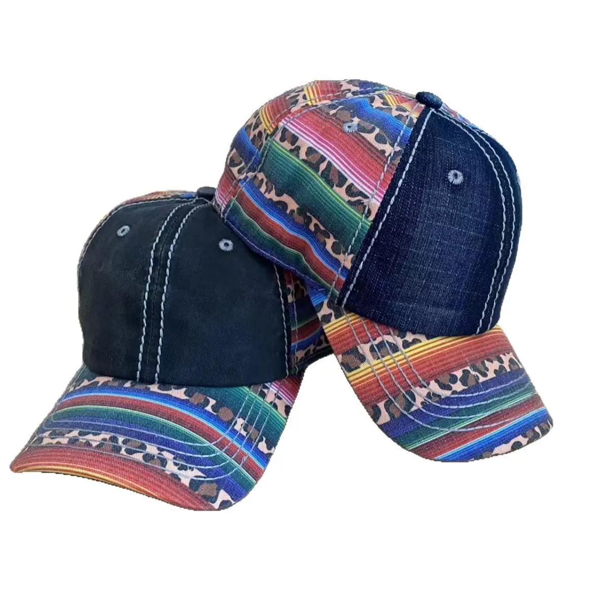 Cross-Border Denim Distressed Washed Personalized Printed Baseball Cap Autumn Winter Amazon Dad Hat Wholesale Soft Top Peaked Cap - Image 9