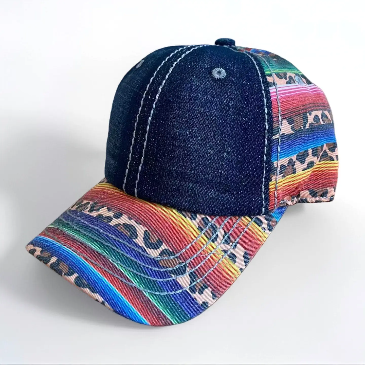 Cross-Border Denim Distressed Washed Personalized Printed Baseball Cap Autumn Winter Amazon Dad Hat Wholesale Soft Top Peaked Cap — feature 9