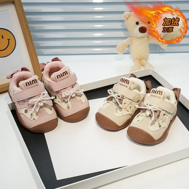 Winter Bow Baby Shoes for Girls 0-3Yr Warm Cotton