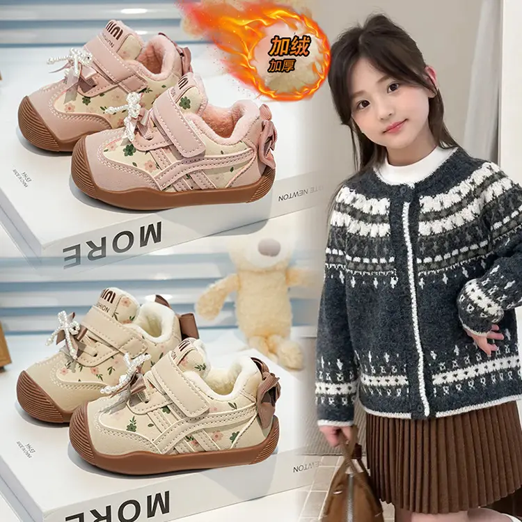 Winter Bow Baby Shoes for Girls 0-3Yr Warm Cotton — feature 2
