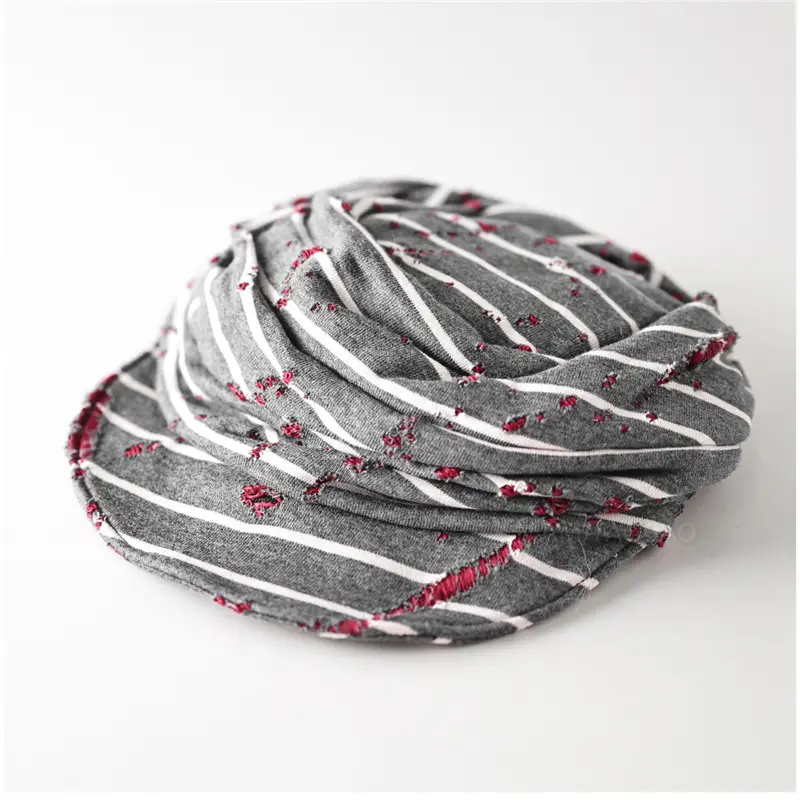 Retro Striped Ripped Baseball Cap for Women