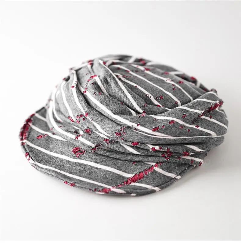 Retro Striped Ripped Baseball Cap for Women — feature 3